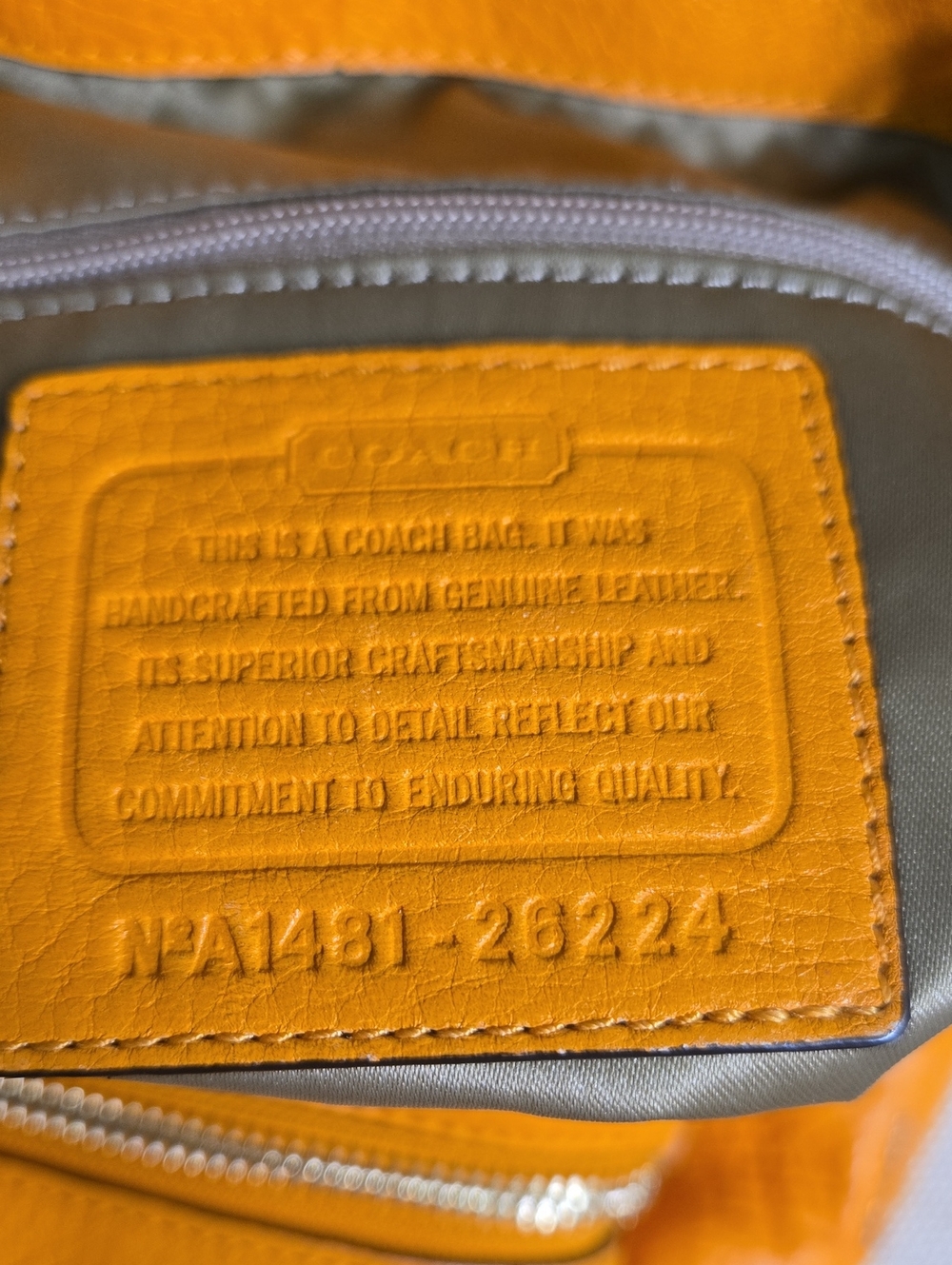 Coach Edie Orange Pebbled Leather Shoulder Bag - Picture 9 of 13